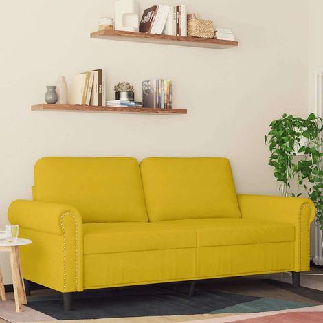 Canapé-Sofa à 2 places Jaune 140 cm Velours 575625 (1/5)