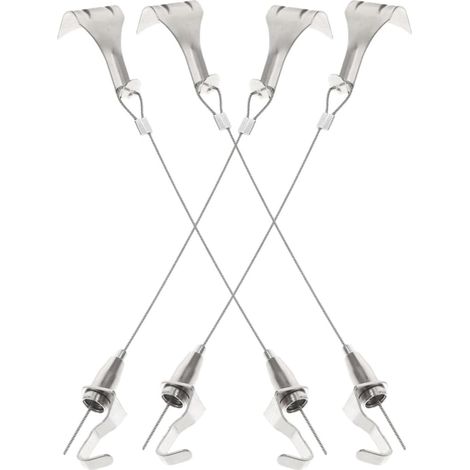 Healeved Lot de 4 anneaux suspension en acier inoxydable pour cadres photo, câble robuste et
