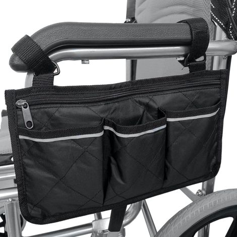 Sac de rangement universel étanche pour fauteuil roulant avec accoudoirs