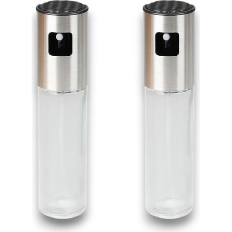 Juego de pulverizadores de aceite de oliva, (2 piezas), 100 ml, Dispensador de aceite recargable de acero inoxidable/vidrio (1/4)