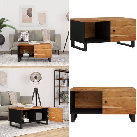 Table basse 80x50x40 cm Bois d'acacia solide et d'ingénierie - Table Basse - Meuble TV - Table D'appoint - Acacia Massif - Rangement - Home & Living (1/5)