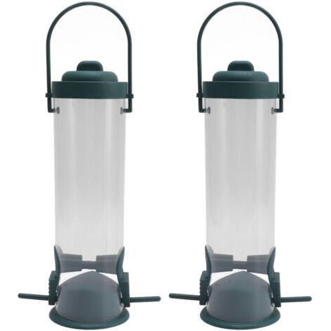 2 Set Bird Tube Feeder Plastic Transparent Hanging Finch Feeder Décoration de jardin avec 2 évents 2 ports (1/5)