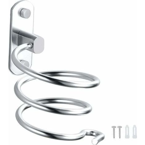 AIMOONSA Haartrocknerhalterung, Wandmontierte Haartrocknerkabelhalterung aus Aluminium für Küche, Badezimmer, Badezimmerzubehör (Silber) (1/4)