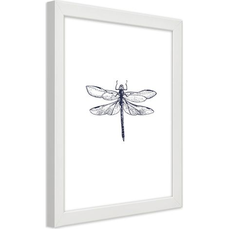 Quadro con cornice, Libellula disegnata - 40x60 (1/5)