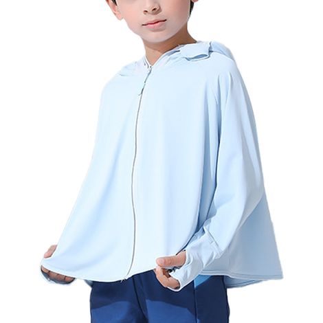 Masque Solaire - Protection UPF 50+ - Tissu Glacé En Polyester - Ajustable Avec Ouverture Pour Le Nez - Bleu - Tailles 110 À 140 cm (1/5)
