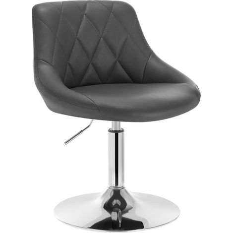 WOLTU Juego de 1 Taburete de Bar De Poliuretano, Silla de Bar, Taburete de Salón Con Respaldo, Rotación de 360°, Altura Ajustable, Gris