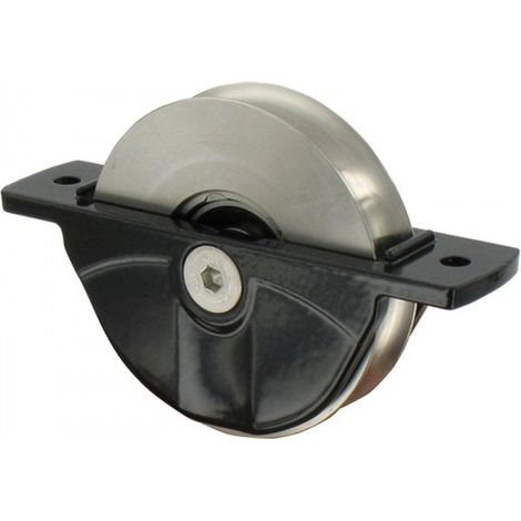 Galet encastré ou semi-encastré pour rail de portail U/oméga - Ø80 mm - noir - TIRARD