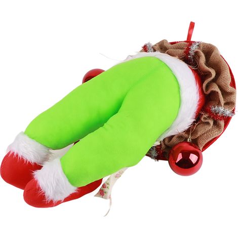 Couronne de Noël en Peluche Voleur de Film Vert, Décoration Amusante pour Porte, Fenêtre et Jardin de Noël (1/4)