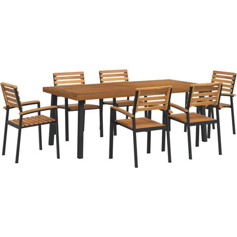 Ensemble à manger de jardin 7 pcs  Mobilier de jardin bois d'acacia solide et métal (1/5)