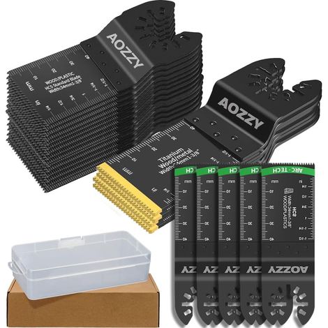 50Pcs Lames de Scie Oscillantes, 5 lames de scie oscillante en titane, Coffret des Accessoires d'Outil Multifonction Oscillant, Lame de Scie Universelle pour Dremel, Bosch, Makita, Dewalt, etc (1/5)