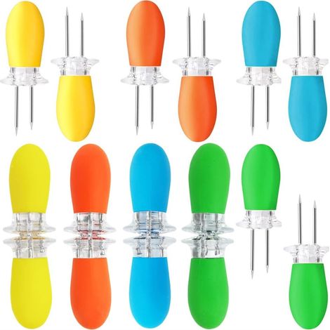 paires de brochettes à maïs en fourchettes double dents 4 couleurs 16 pièces Acier inoxydable Acier 8 (1/5)
