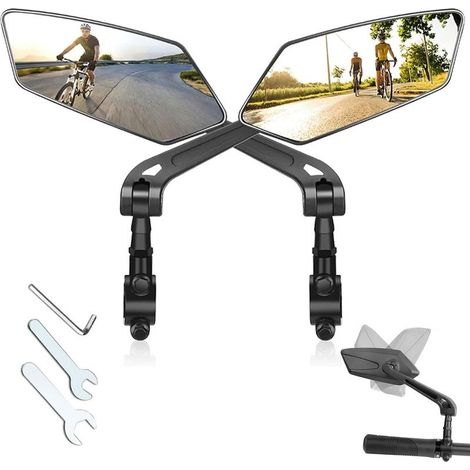 2 Miroirs Rétroviseurs Vélo 360° Grand Angle HD Réglables Guidon 22-31.8mm (1/5)
