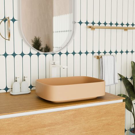 Ceramia PixL 49,5 x 37 x 13,5 cm lavabo da appoggio Infinitio, senza troppopieno, moka opaco (CEPX4937MOM) (1/4)