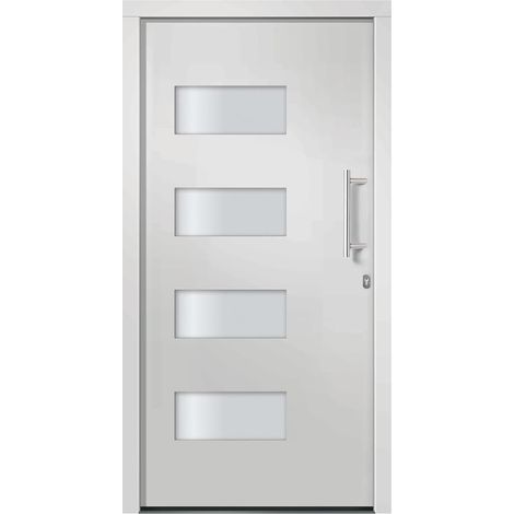 vidaXL Porta d'Ingresso in Alluminio e PVC Bianco 100x210 cm (1/5)