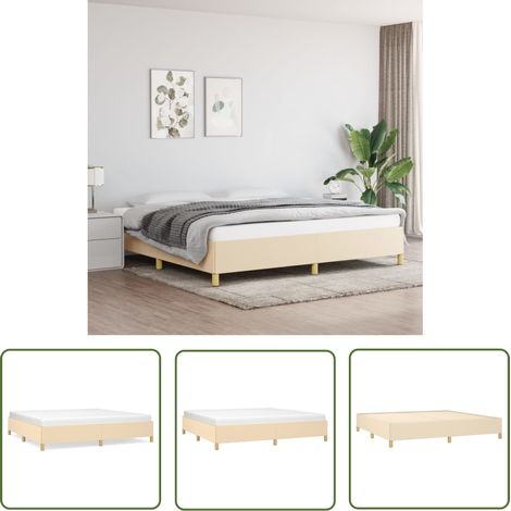 The Living Store Bettgestell ohne Matratze Creme 200x200 cm Stoff - Bettrahmen - Boxspringbetten - Doppelbett - Cremefarbenes Bett - Schlafzimmermöbel (1/5)