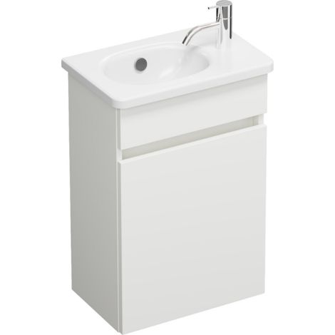 Burgbad – Meuble pour WC lave-mains compact 640x420x270mm – 1 porte réversible – Blanc mat – Fabrication française résistante à l'humidité (1/5)