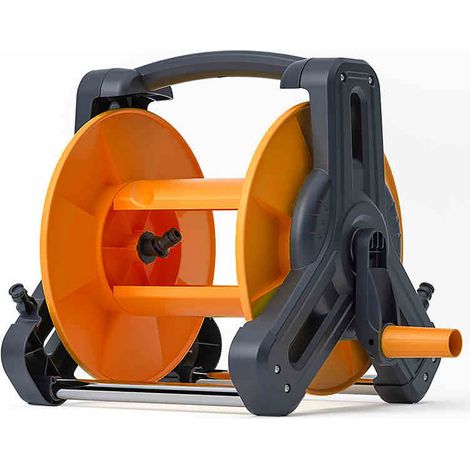 Enrollador de manguera de jardín, de pared, ABS/PP/acero inoxidable, naranja, gran capacidad, 460 x 320 x 330 mm (1/5)