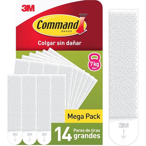 Command Adhesive Picture Hanging Strips for Large Pictures, 24 Pairs (48 Strips) White – Supports Up to 7 kg – For Frames, Mirrors and Decorations – No Holes or Drilling