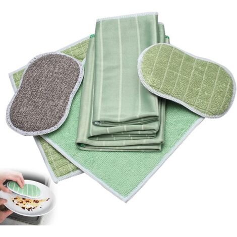 Lot de 6 Chiffon Bambou Microfibre, Chiffon Vitre sans Trace, pour Vitres Miroirs Carreaux Carrosserie Microfibre Bambou Vitre Ménage Salle De Bain (1/5)
