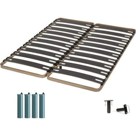 Sommier à lattes + pieds 2x80x200 C310 - 22 lates bois - Fabrication française (1/5)