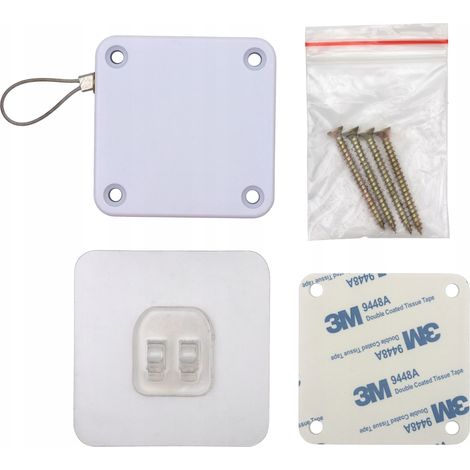 Ferme-porte enrouleur autocollant, blanc, avec cordon (1/5)