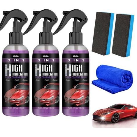 3 in 1 High Protection Quick Car Coating Spray,Car Scratches Repair Nano Spray, Plastic Parts Refurbish Agent (3PCS) (1/4)