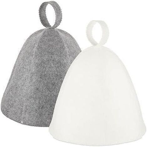 Lot de 2 Bonnets de Sauna en Feutre de Haute Qualité pour Homme et Femme, Protection Tête et Oreilles, Idéal pour Bain, Voyage et Hôtel, Couleurs Gris et Blanc, Confort et Style-Muntra (1/5)