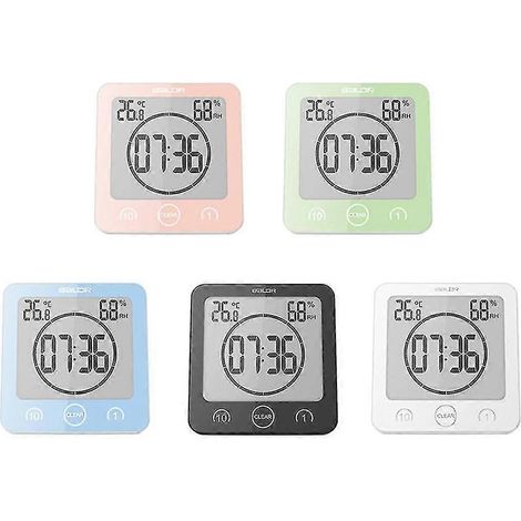Horloge de salle de bain minuteur de douche réveil numérique étanche - rose (1/2)