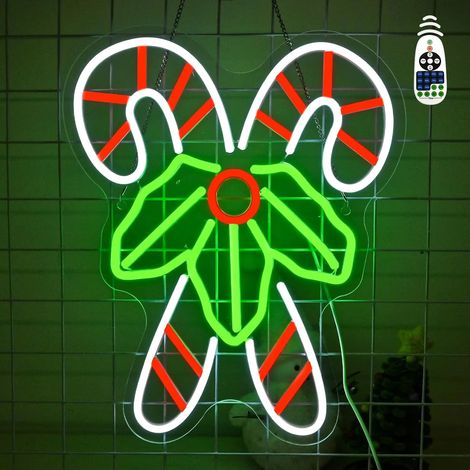 Lumière néon LED de Noël, lumière néon de baies de houx de maison de Noël, à intensité variable, de chambre, adaptée décoration murale et du Nouvel An (1/5)