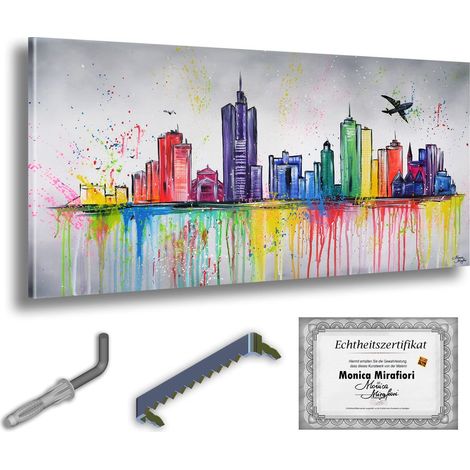 Monica Mirafiori  Dipinto a mano al 100%  Quadro Francoforte  140x70cm  Dipinto dipinto a mano  Pittura acrilica  Quadro acrilico di grandi dimensioni  Arte moderna  Stampe artistiche (1/5)