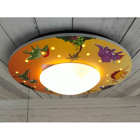 Coole LED Deckenleuchte Dino Motiv fürs Kinderzimmer Schlummerlicht bunt Ø54cm (1/5)