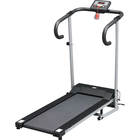 Tapis de course Fitness électrique pliable - 1 à 10 Km/h - écran LCD multifonctions - puissance 500 W - gris foncé noir