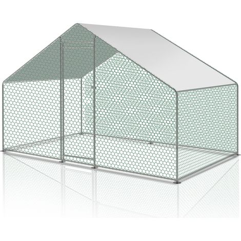 SWANEW Enclos Pour Poulailler 6m² En Acier Galvanisé Toit Imperméable Et Anti UV 3x2m 6 m² (1/4)