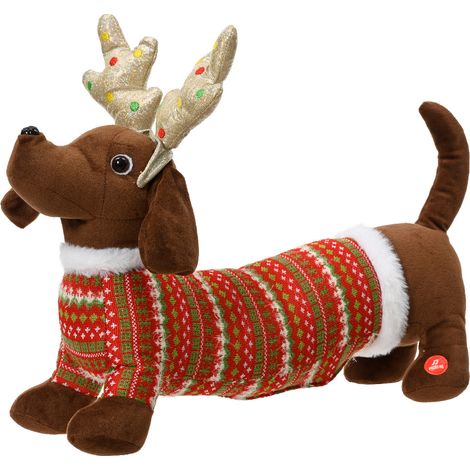 Peluche carillon bassotto con corna 45x12x32 cm