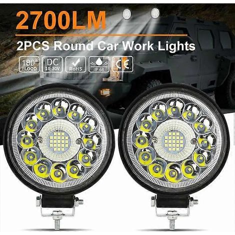 Lot de 2 projecteurs de travail LED 4,5 pouces 99 W pour voiture, camion, phare rond étanche, accessoires modifiés, 9 V-36 V (1/5)