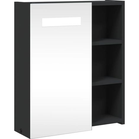 Armoire murale à miroir - Meuble de salle de bain avec LED noir 45x13x52 cm fr2939 - Maison La Vie (1/5)