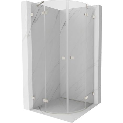 Mexen Lunar cabine de douche demi-circulaire à charnière 70 x 70 cm, transparent, nickel brossé - 833-070L-070P-97-00 (1/5)