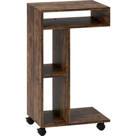 GagaTable d'appoint en C avec roulettes et 3 etageres 40x30x69 cm (1/5)