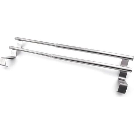 Porte-serviettes Telescopique - Support Double Bras En Acier Inoxydable - Pour Porte Ou Tiroir Jusqu'à 2 Cm D'épaisseur - Réglable 26 À 40 Cm - 1 Pièce (1/5)