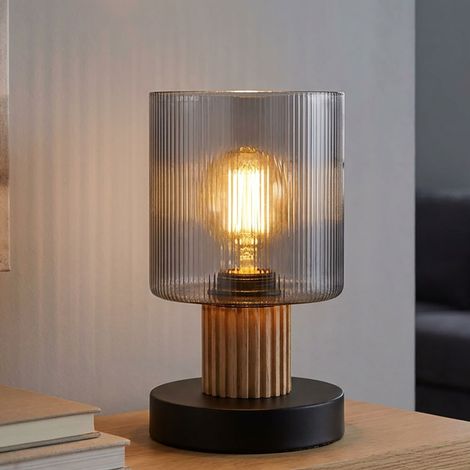 Lampada da tavolo, lampada da camera da letto, LED, nero, metallo, vetro, H 21 cm (1/5)