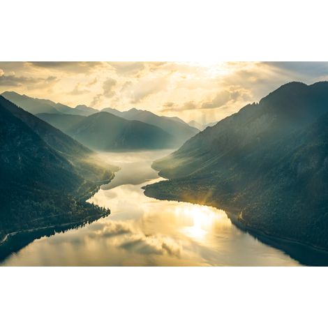 Papier peint panoramique naturel Montagnes d’Or (1/4)