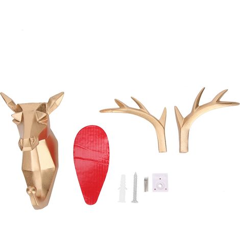 Crochet Murale pour Salle de Bain en Résine, Forme Animale Élégante (Cerf, Or, 14x6x15 cm) - Installation Facile avec 4 Méthodes (1/5)