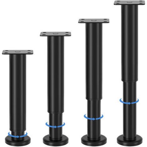 pieds de meubles réglables, hauteur ajustable de 18 à 30 cm, pieds de meubles en métal noir, pour armoires, meubles TV, lits, canapés, tables de chevet, chaises, meubles de salle de bain (1/5)