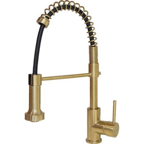 Essebagno Plimo sink mixer with spray brushed gold (1/4)