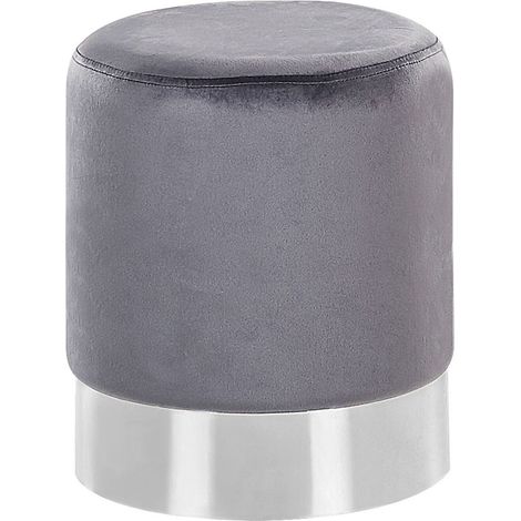 Pouf BRIGITTE Samtstoff Grau