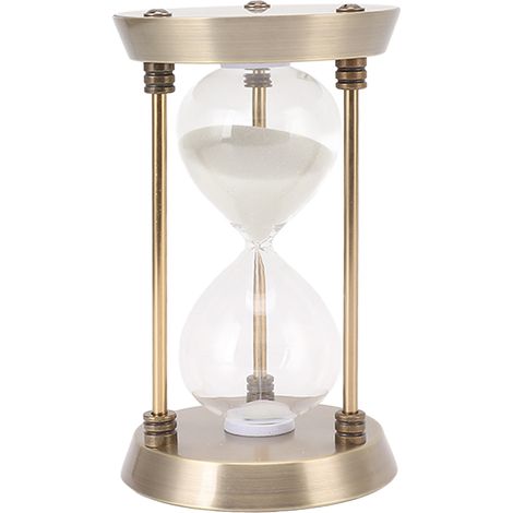 Sablier métallique décoratif vintage 15 minutes, finition haute brillance bronze S, sable amovible, horloge antique élégante. (1/5)