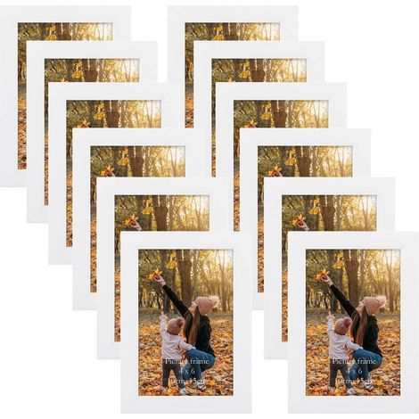 12er Set Bilderrahmen 10x15 cm, Weiße Fotorahmen Collage Modern Leicht Dünn (1/5)
