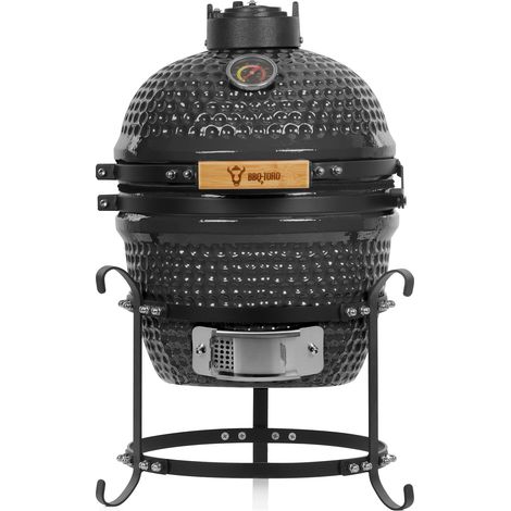 BBQ-Toro Kamado Grill a carbonella Ø 32 cm “HAIIRO” con griglia e termometro, grigio