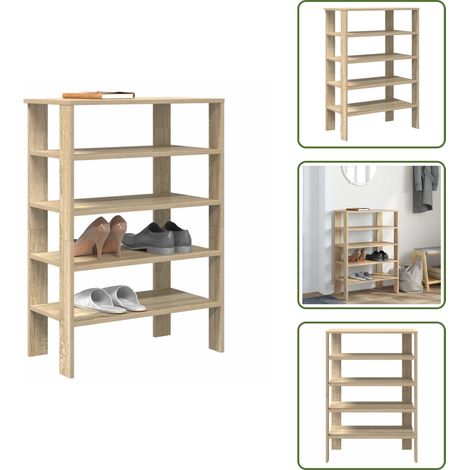 Étagère à chaussures chêne sonoma 61x32x87,5 cm bois ingénierie - Étagère À Chaussures - Étagères À Chaussures - Rangement De Chaussures - Armoire À Chaussures (1/5)