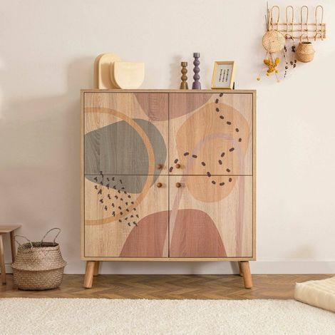 Dmora - Kommode Canopo, Wohnzimmerbuffet, Wohnzimmer-Sideboard, Moderne Küchen-Speisekammer, 95x36h111 cm, Bunt, mit verstärkter Verpackung (1/5)
